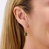Green Tourmaline Bezel Set Drop Earrings in 18ct Yellow Gold