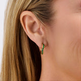 Emerald Wave Hoop Earrings in 18ct Yellow Gold