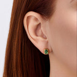 Emerald Cut Green Tourmaline Stud Earrings in 18ct Yellow Gold
