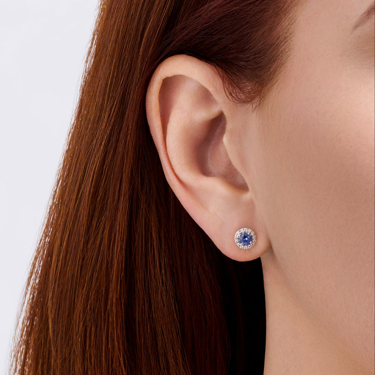 Halo Sapphire and Diamond Earrings in 18ct White Gold