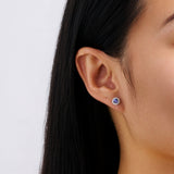 Tanzanite and Diamond Halo Stud Earrings in 18ct White Gold