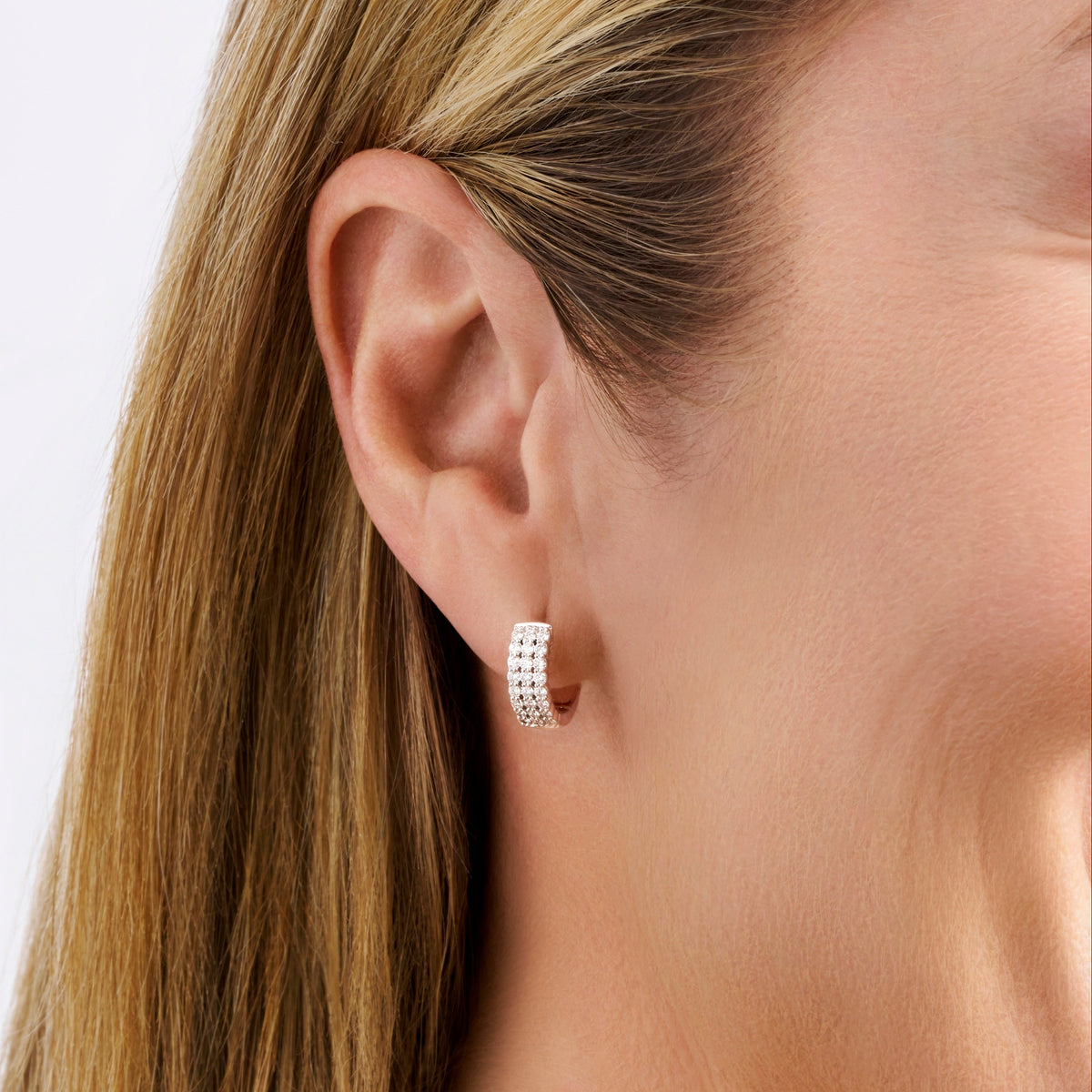 Quintessential 0.50 Carat TW Diamond Huggie Hoop Earrings in 18ct White Gold