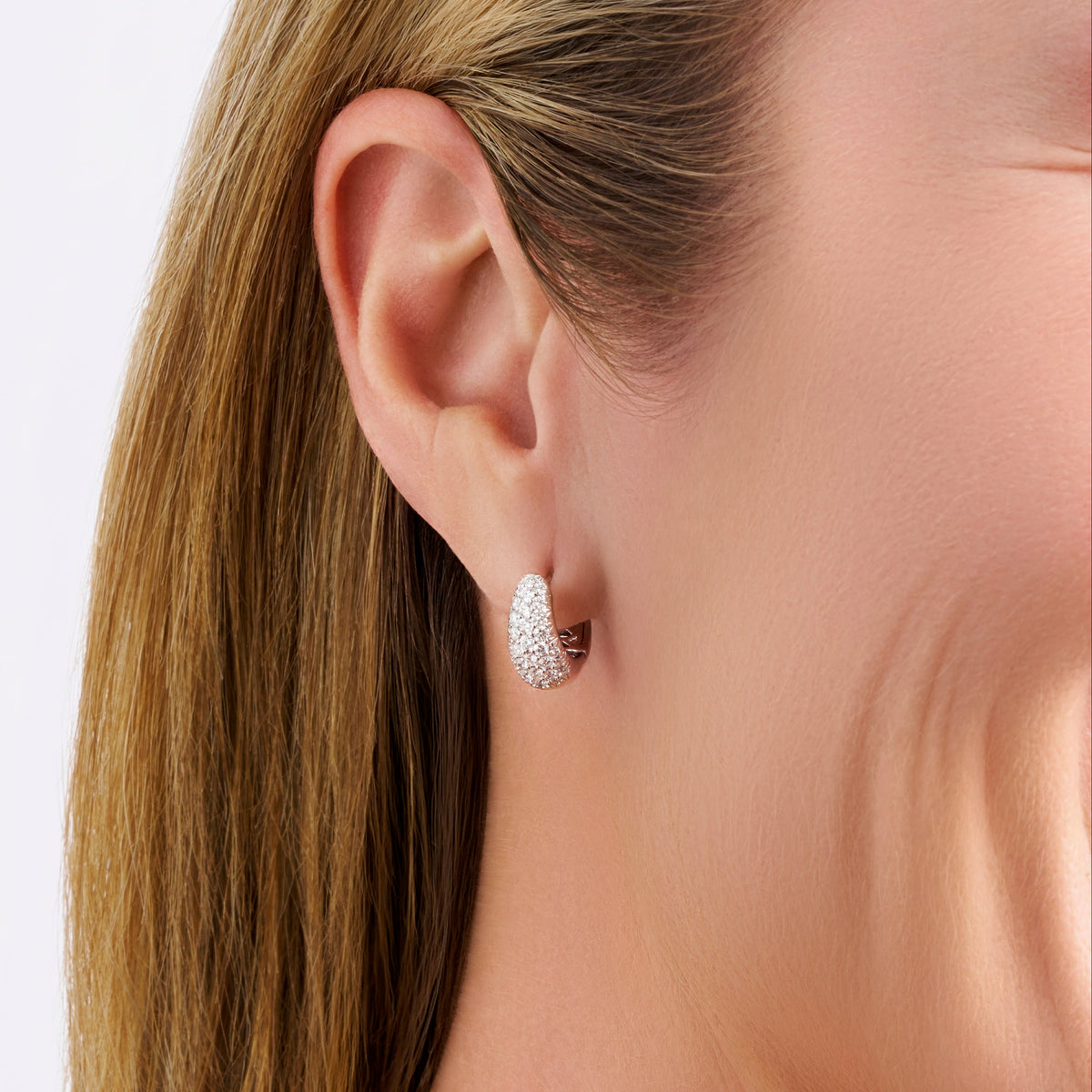 Pave Diamond Hoops