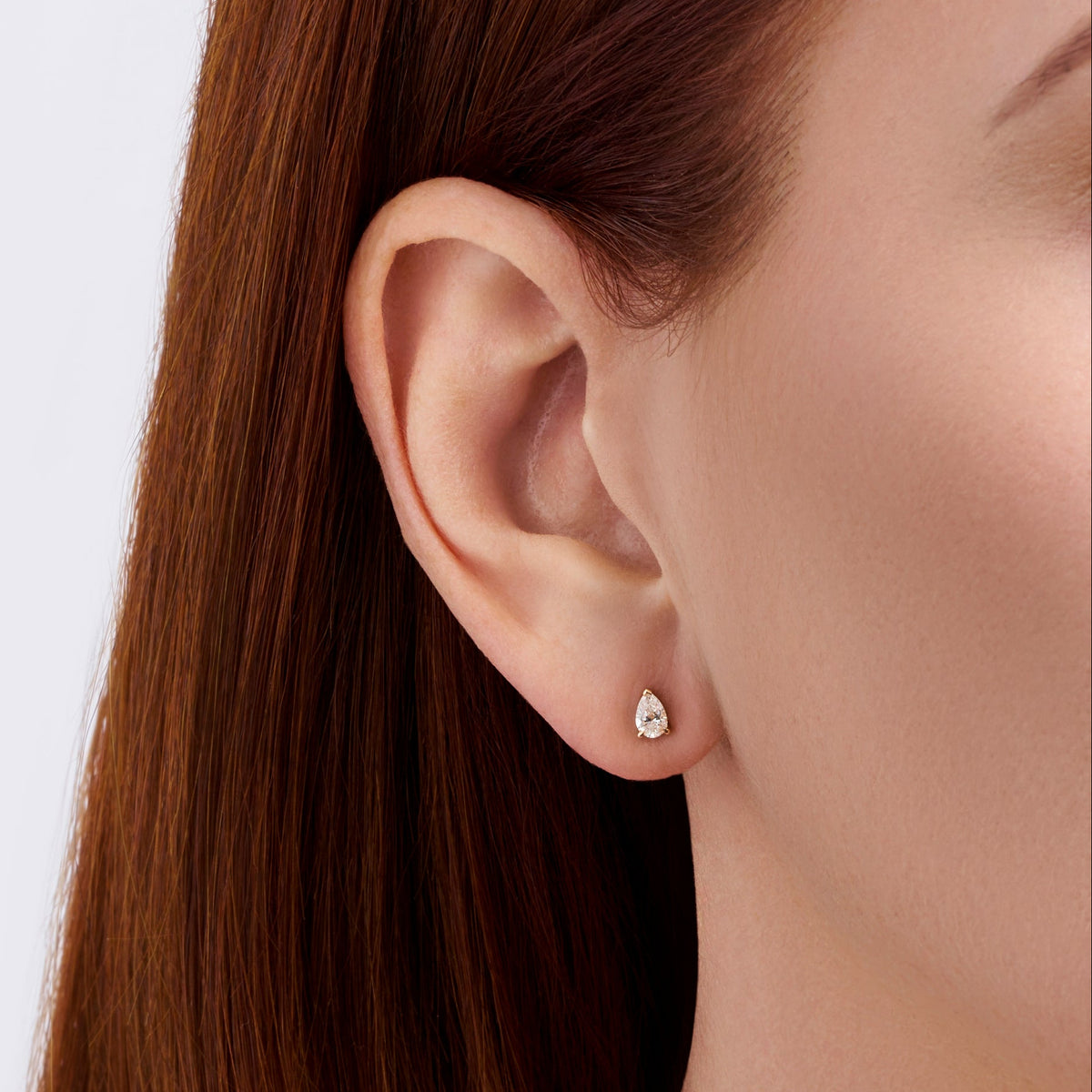 0.50 Carat Pear Cut Diamond Stud Earrings in 18ct Rose Gold