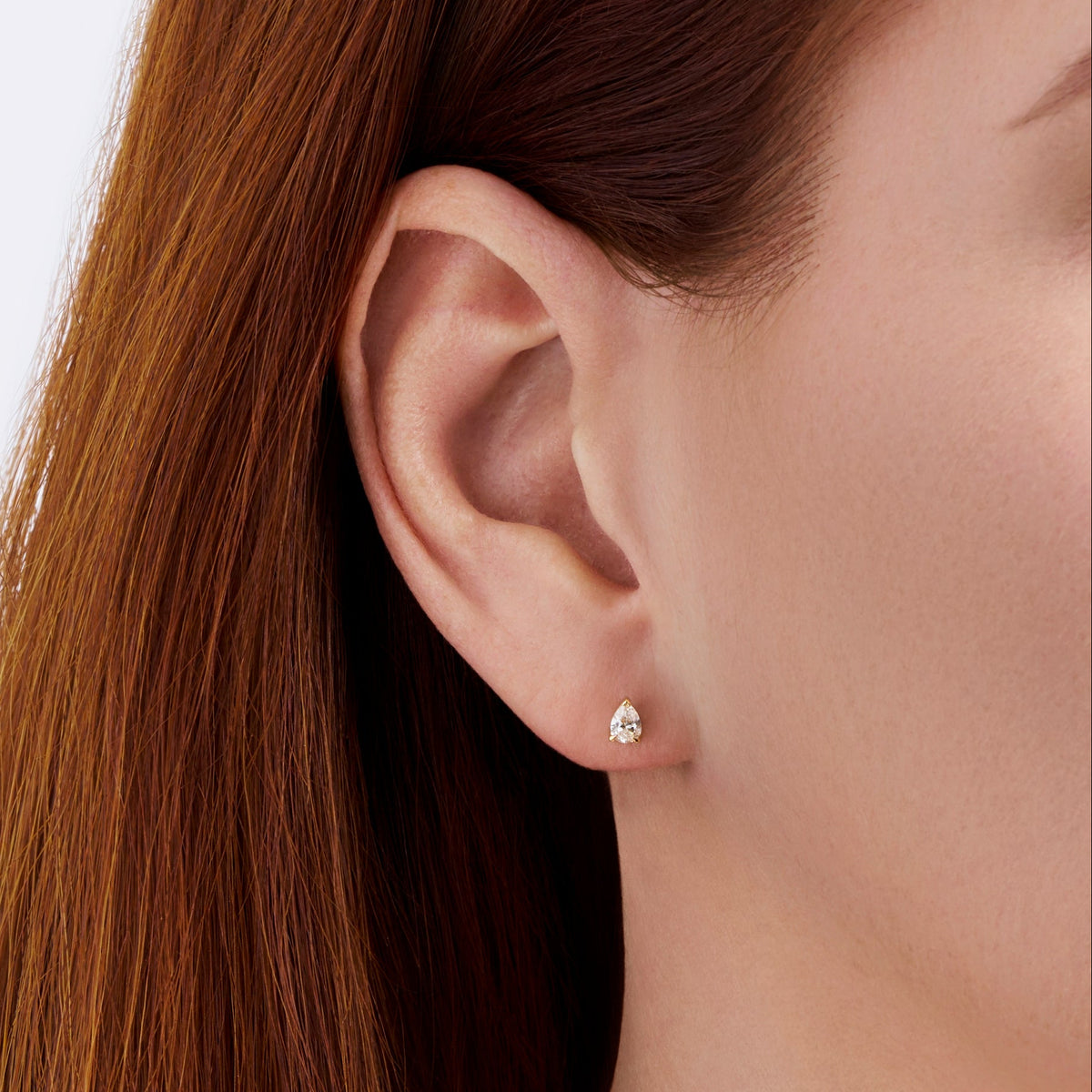 0.50 Carat Pear Cut Diamond Stud Earrings in 18ct Yellow Gold