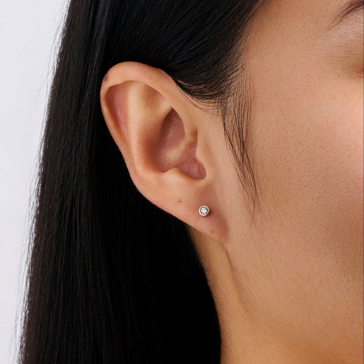 Bezel Set 0.10 Carat Diamond Stud Earrings in 18ct Rose Gold