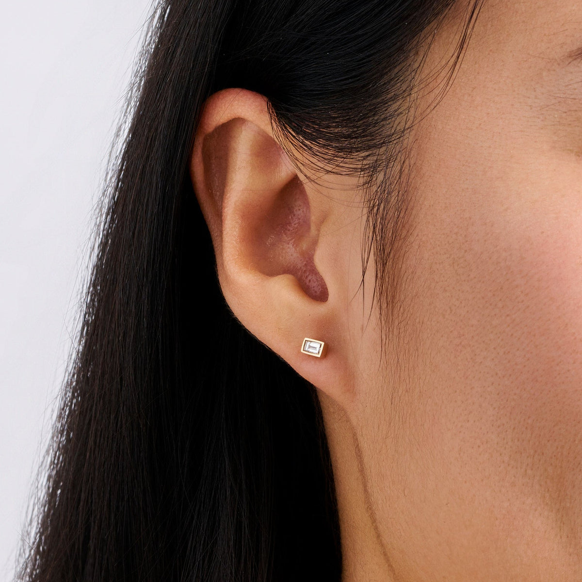 Baguette Cut Diamond Stud Earrings in 18ct Rose Gold