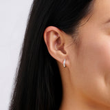 Baguette Cut Diamond Huggie Earrings in 18ct White Gold