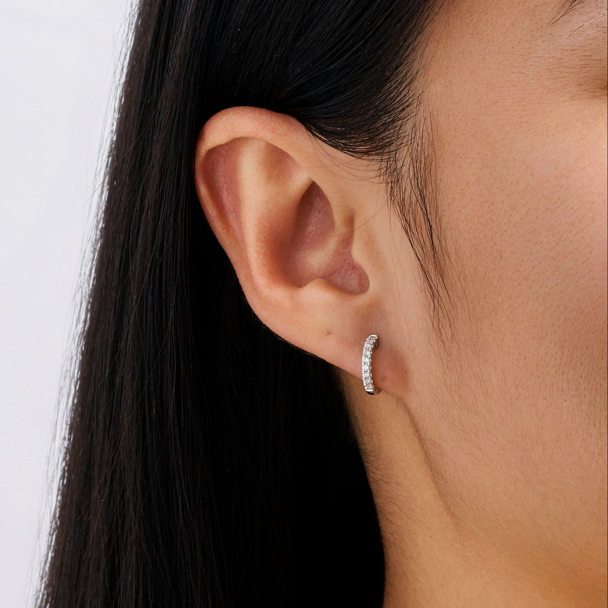 Diamond Huggie Earrings in 18ct White Gold