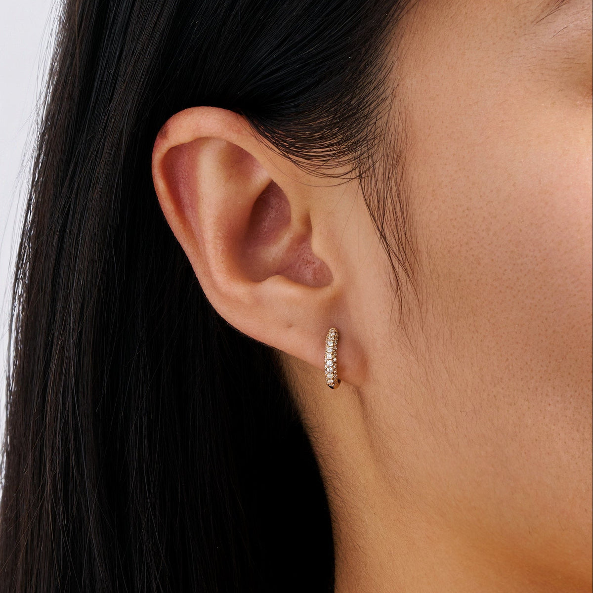 Pavé Diamond Huggie Earrings in 18ct Rose Gold