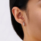 Paperclip Diamond Huggie Earrings in 18ct White Gold