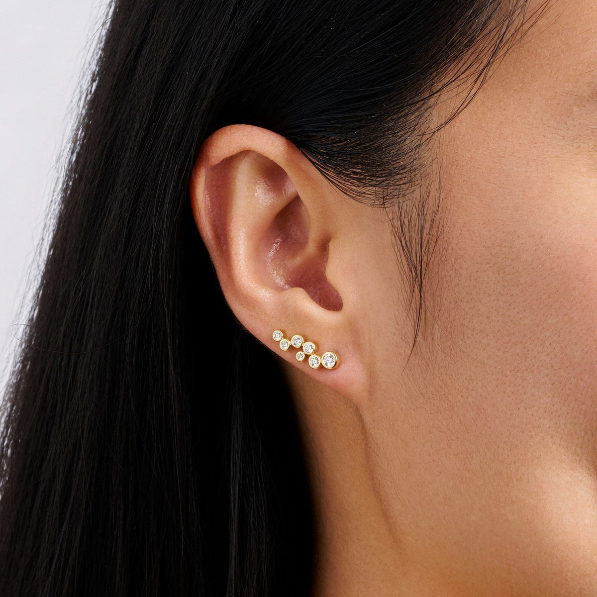 0.48 Carat Diamond Scattered Bezel Set Earrings in 18ct Yellow Gold