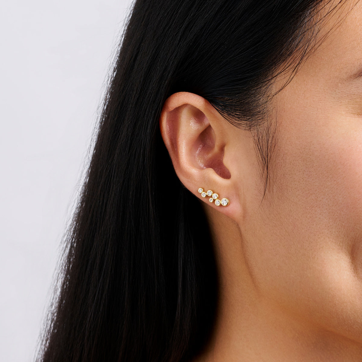 0.48 Carat Diamond Scattered Bezel Set Earrings in 18ct Yellow Gold