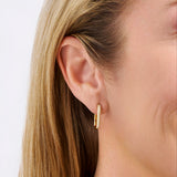 Paperclip Diamond Huggie Earrings in 18ct Yellow Gold