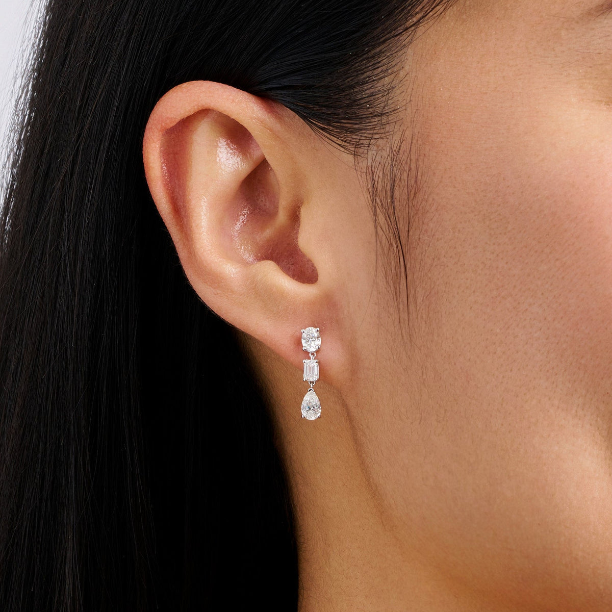 Fancy Cut Diamond Drop Earrings in 18ct White Gold