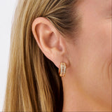 1.00 Carat Baguette and Round Brilliant Cut Diamond Channel Set Huggie Earrings in 18ct Yellow Gold