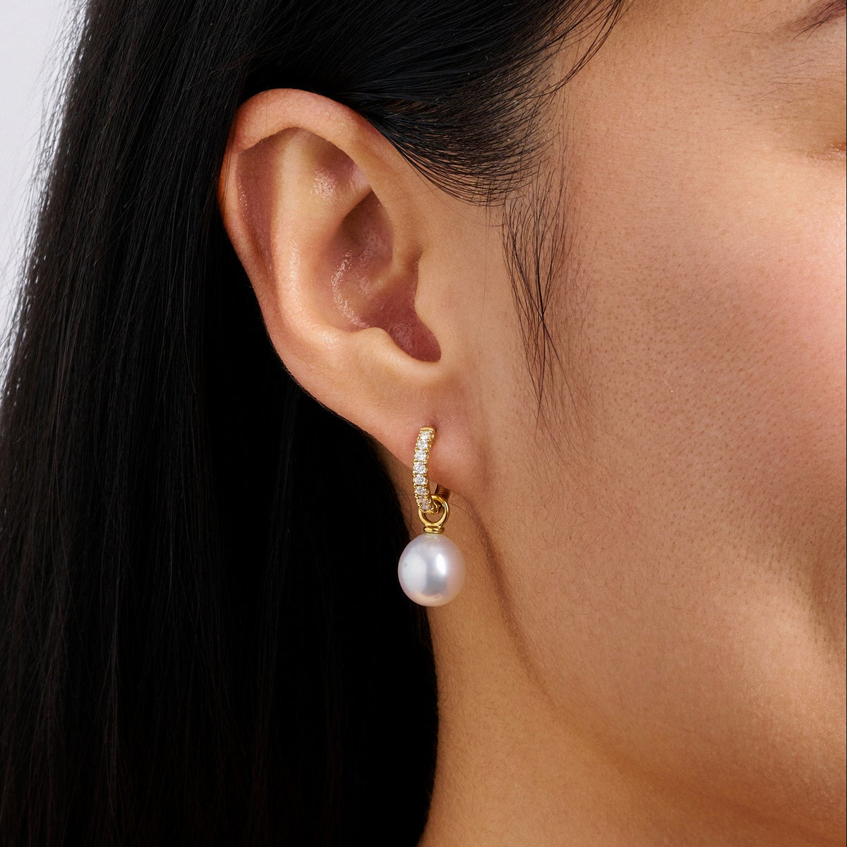 Diamond and South Sea Pearl Earrings in 18ct Yellow Gold