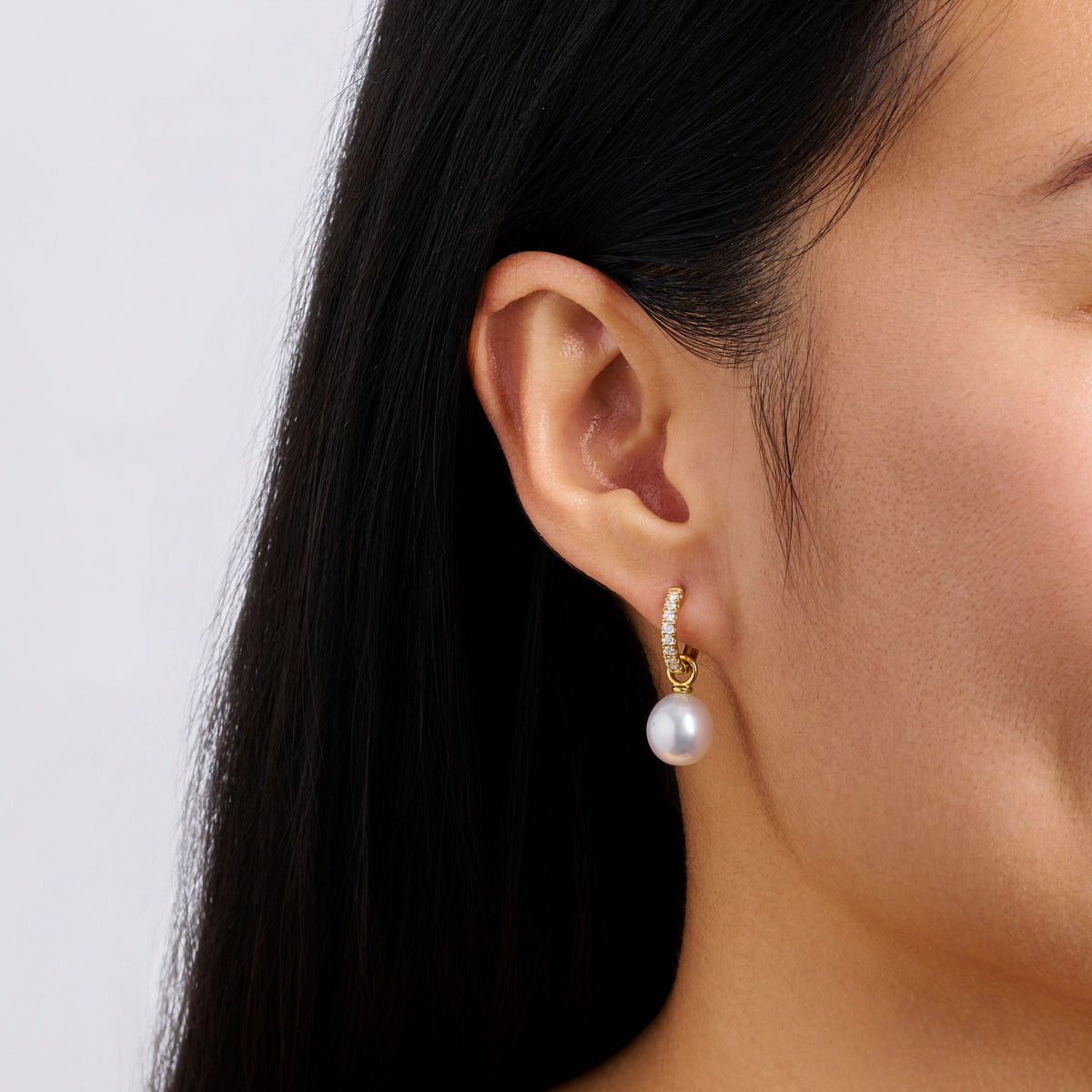 Diamond and South Sea Pearl Earrings in 18ct Yellow Gold