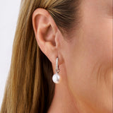 Diamond and South Sea Pearl Earrings in 18ct White Gold