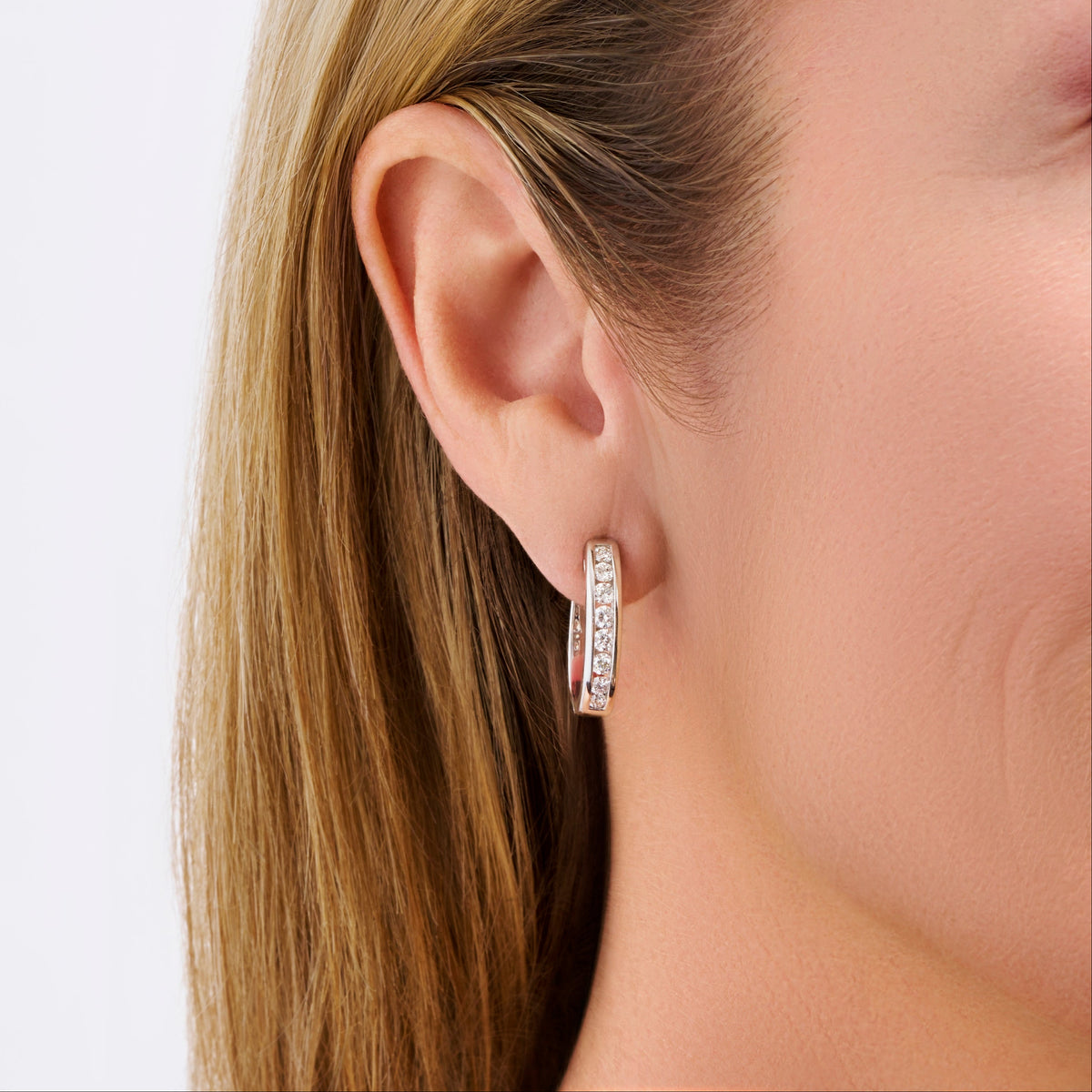 Quintessential 1.00 Carat Oval Diamond Hoop Earrings in 18ct White Gold