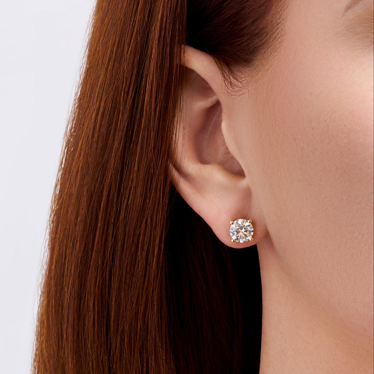 3.00 Carat TW Round Brilliant Cut Lab-Grown Diamond Stud Earrings in 18ct Yellow Gold