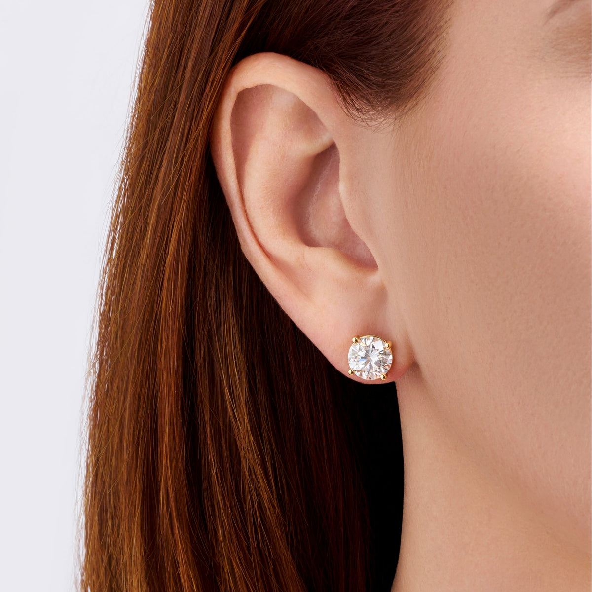 5.00 Carat TW Round Brilliant Cut Lab-Grown Diamond Stud Earrings in 18ct Yellow Gold