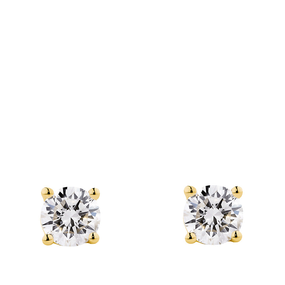 1.40 CARAT SOLITAIRE DIAMOND EARRINGS IN 18CT YELLOW GOLD