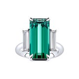 9.63ct Lagoon Tourmaline and 0.82ct Diamond Ring in 18ct White Gold