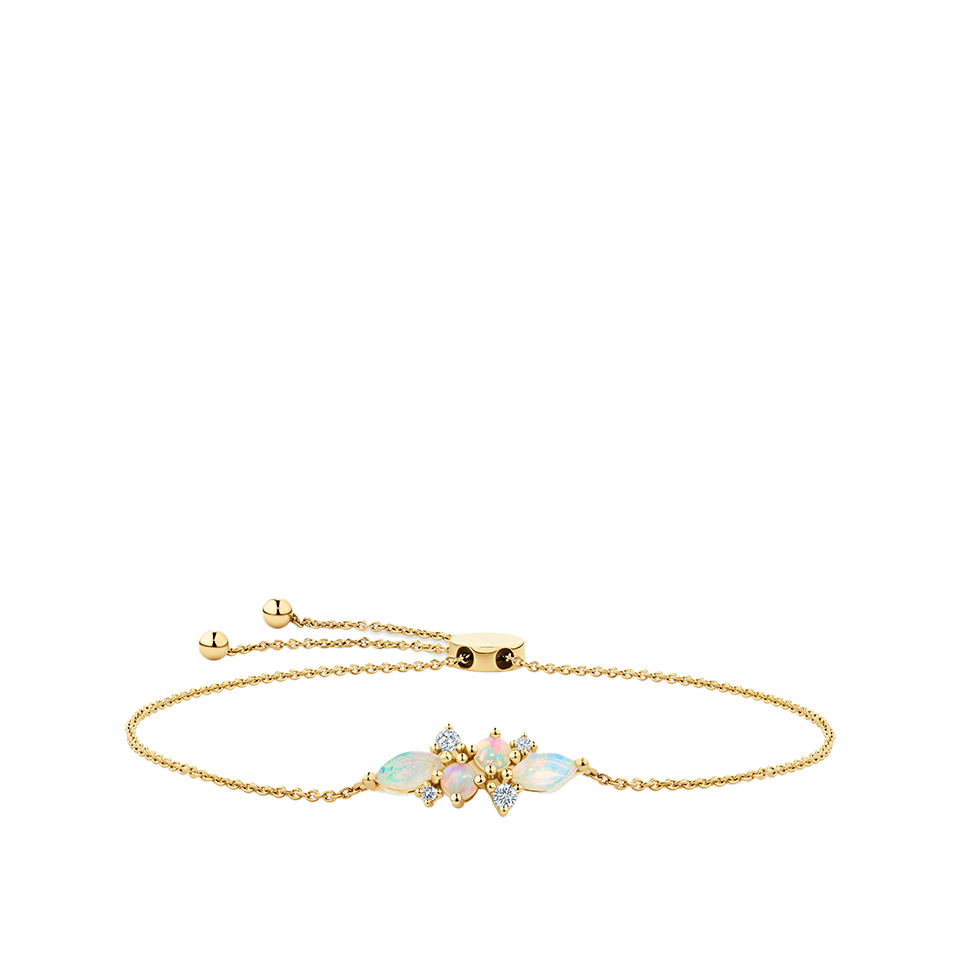 Elysian Diamond and Australian Opal Cluster Bracelet in 18ct Yellow Gold