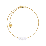Akoya Pearl Diamond Cut Graduated Bracelet in 14ct Yellow Gold