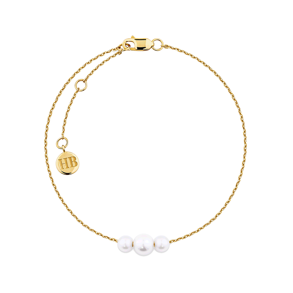 Akoya Pearl Diamond Cut Graduated Bracelet in 14ct Yellow Gold