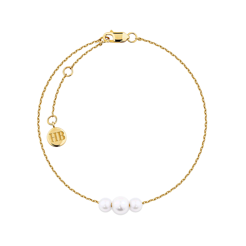 Akoya Pearl Diamond Cut Graduated Bracelet in 14ct Yellow Gold