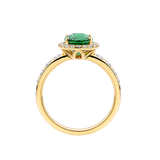 Green Tourmaline Oval and Diamond Halo Ring in 18ct Yellow Gold