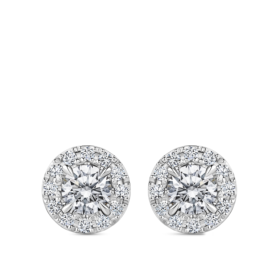 Halo Diamond Earrings in 18ct White Gold