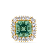 11.59 Carat Brazilian Mint Tourmaline and 2.52 Carat Diamond Ring in 18ct Yellow Gold