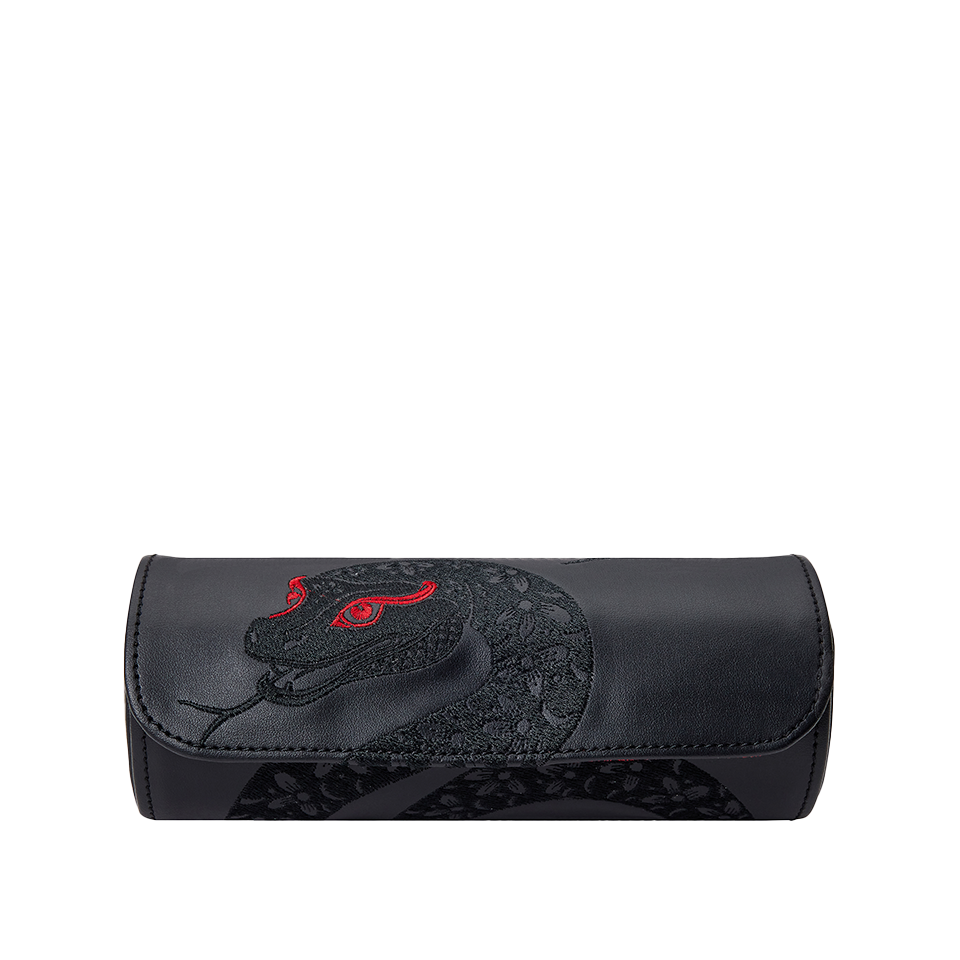 WOLF YEAR OF THE SNAKE LEATHER TRIPLE WATCH ROLL