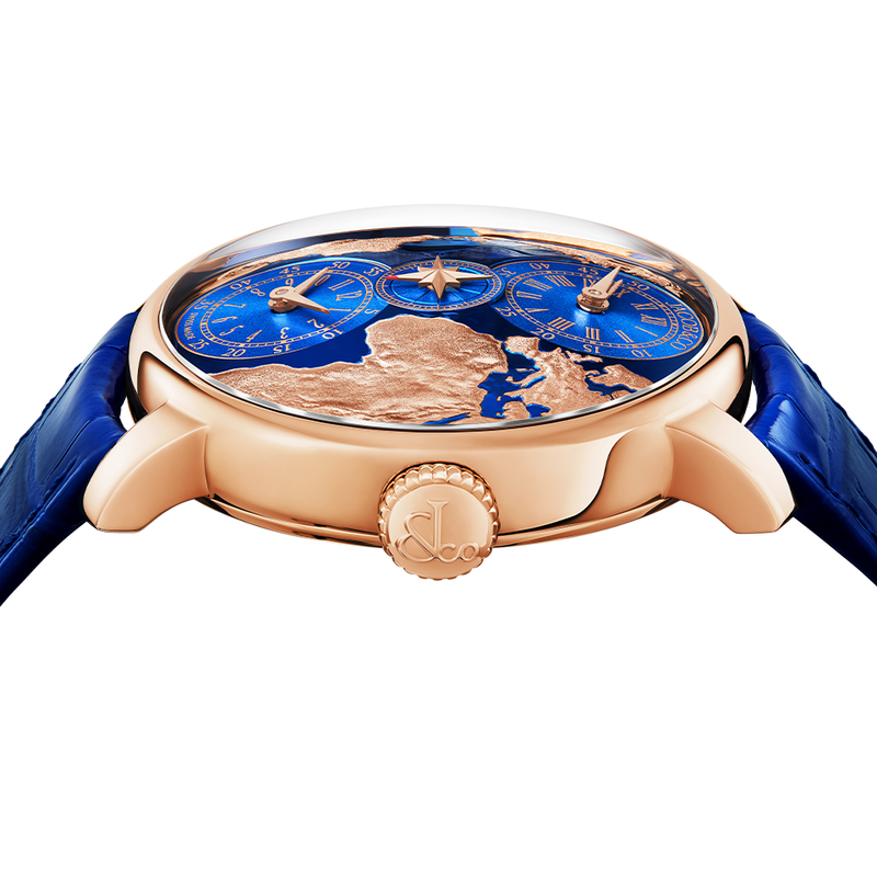 Jacob & Co. THE WORLD IS YOURS AUTOMATIC BLUE DUAL TIME ZONE 43MM