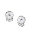 Deakin & Francis Sterling Silver Mother of Pearl and Sapphire Cufflinks
