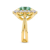 11.59 Carat Brazilian Mint Tourmaline and 2.52 Carat Diamond Ring in 18ct Yellow Gold