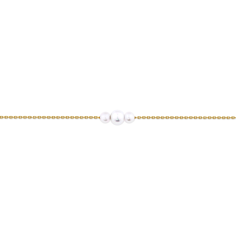 Akoya Pearl Diamond Cut Graduated Bracelet in 14ct Yellow Gold