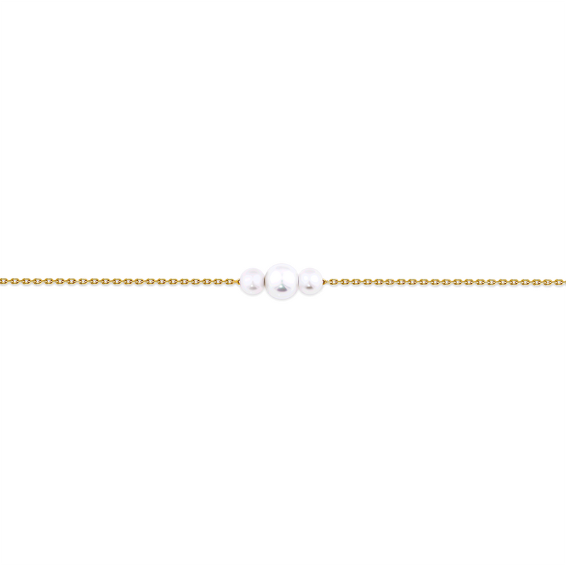 Akoya Pearl Diamond Cut Graduated Bracelet in 14ct Yellow Gold