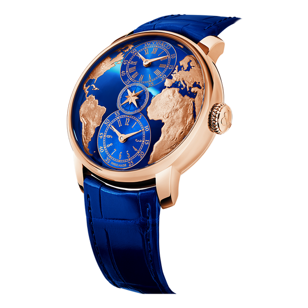 Jacob & Co. THE WORLD IS YOURS AUTOMATIC BLUE DUAL TIME ZONE 43MM