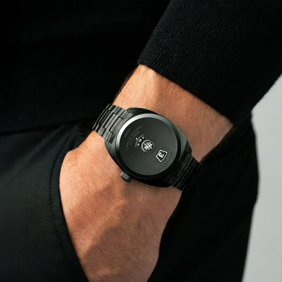 Bremont Terra Nova Stealth Black Automatic Jumping Hour 38mm Watch TN38-JH-DLC-CC-B