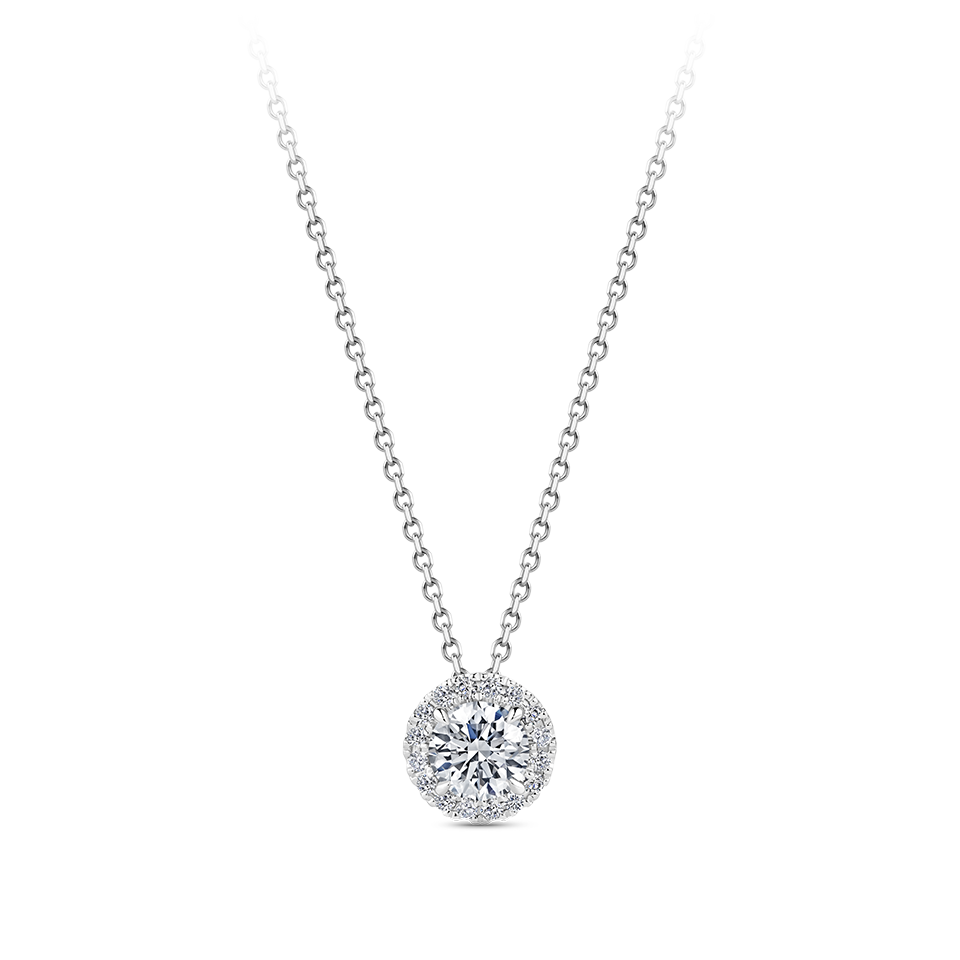 Halo Diamond Pendant in 18ct White Gold