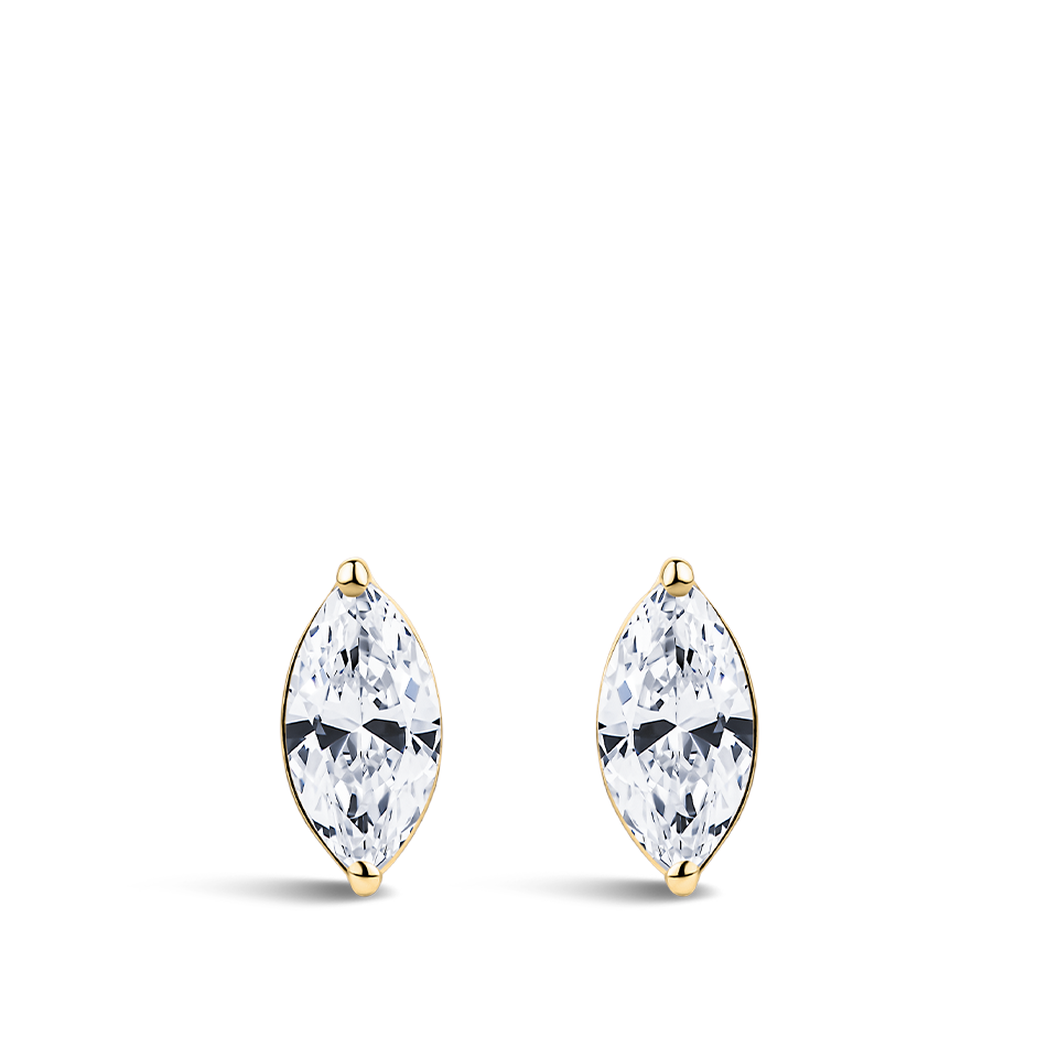 0.50 Carat Marquise Cut Diamond Stud Earrings in 18ct Yellow Gold