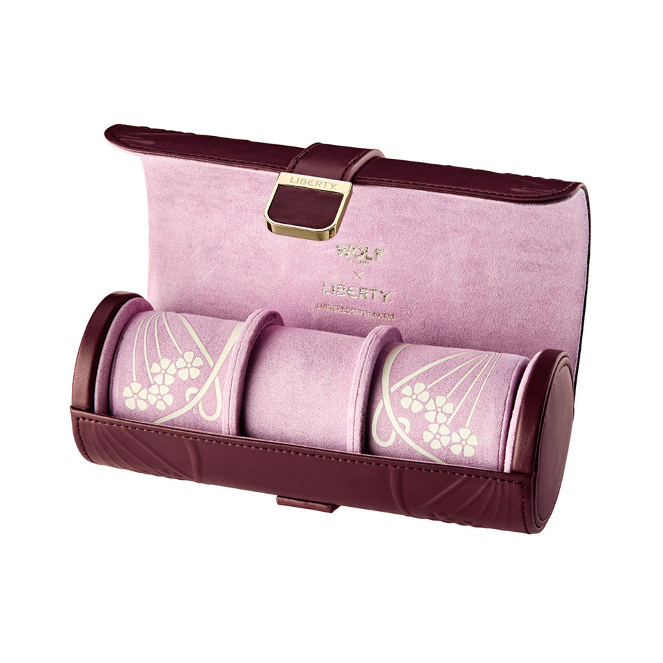 WOLF X LIBERTY Ianthe Triple Watch Roll Burgundy