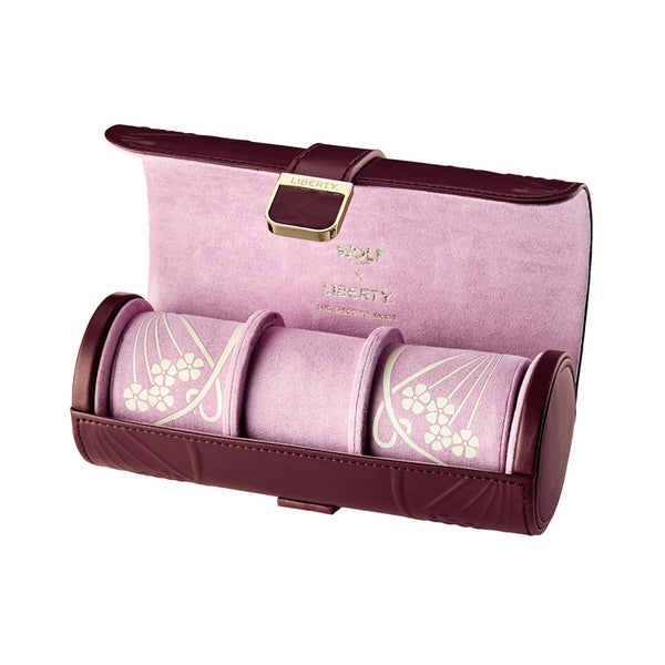 WOLF X LIBERTY Ianthe Triple Watch Roll Burgundy