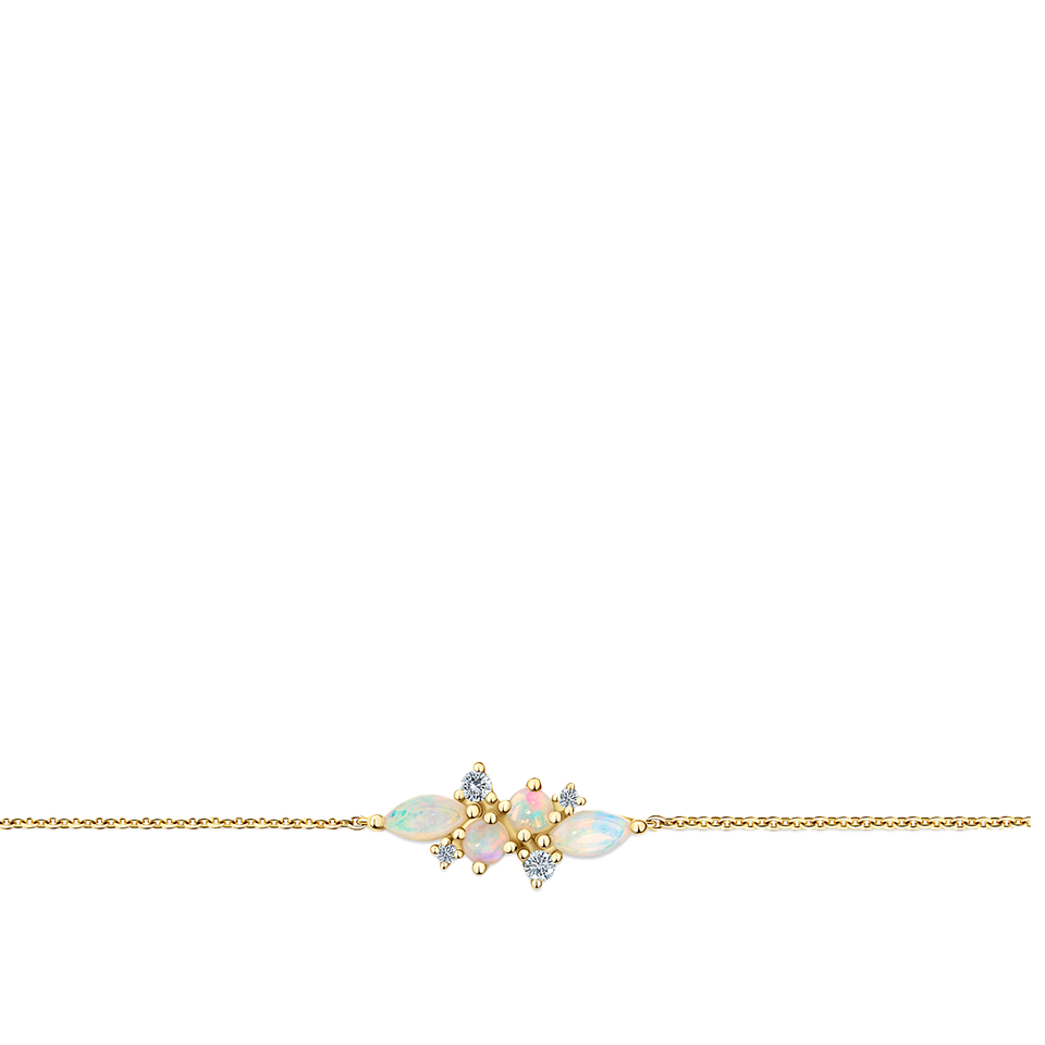 Elysian Diamond and Australian Opal Cluster Bracelet in 18ct Yellow Gold