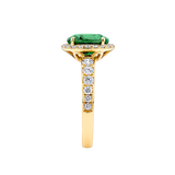 Green Tourmaline Oval and Diamond Halo Ring in 18ct Yellow Gold