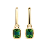 Green Tourmaline Bezel Set Drop Earrings in 18ct Yellow Gold